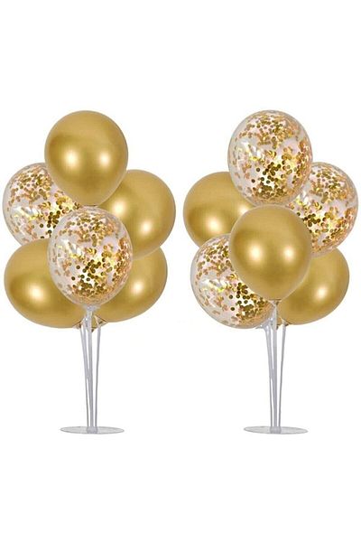 RÖNESANS PARTİ Gold Chrome Footed Balloon Stand Set of 2