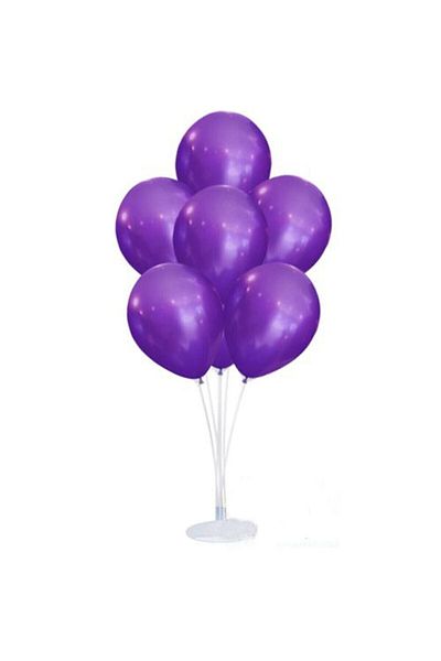 RÖNESANS PARTİ Balloon Stand and Set of 7 Metallic Purple Balloons