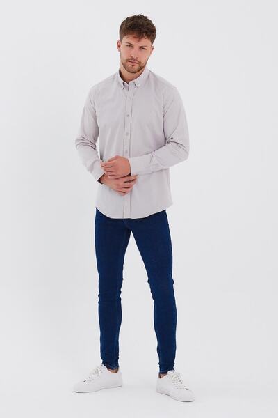 Rodi Чоловіча сорочка з довгими рукавами та еластичною стрічкою - на ґудзиках з принтом, Rd23ke230810