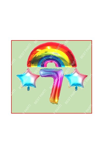 RÖNESANS PARTİ Star Rainbow Star Themed 7Th Birthday Party Set