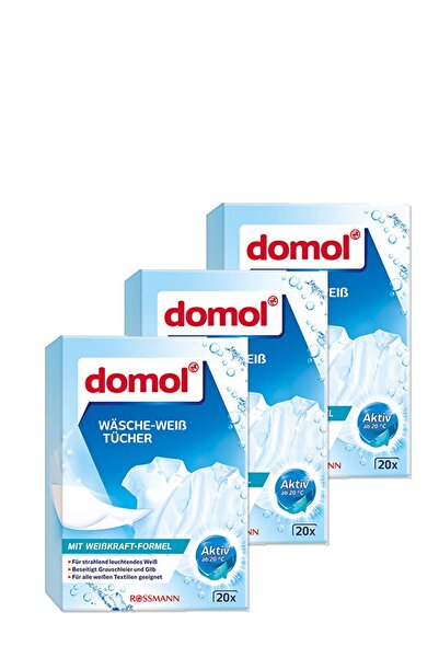 DOMOL Beyazlatıcı Çamaşır Mendili 20'li (3 Adet)