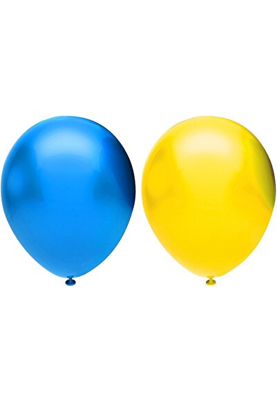 RÖNESANS PARTİ Metallic Balloon Set 10 Pieces (Dark Blue, Yellow)