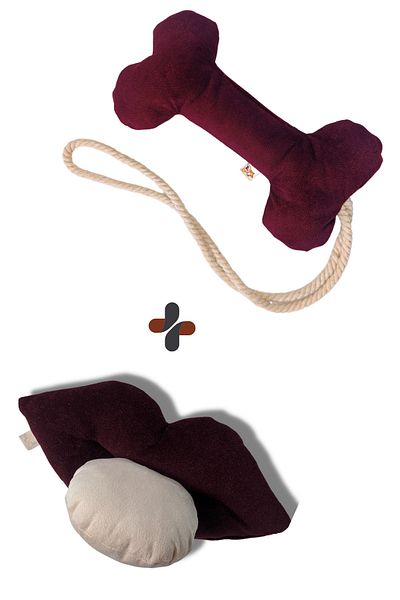 UTDpet Lippy Sound Lip Dog Toy + Bestie Traction Bone Dog Toy