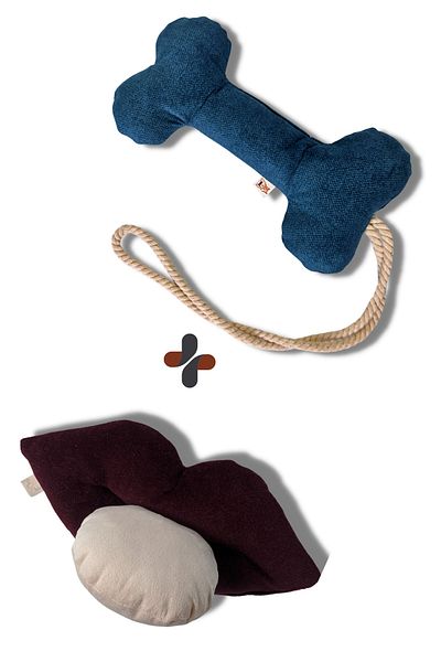 UTDpet Lippy Sound Lip Dog Toy + Bestie Traction Bone Dog Toy