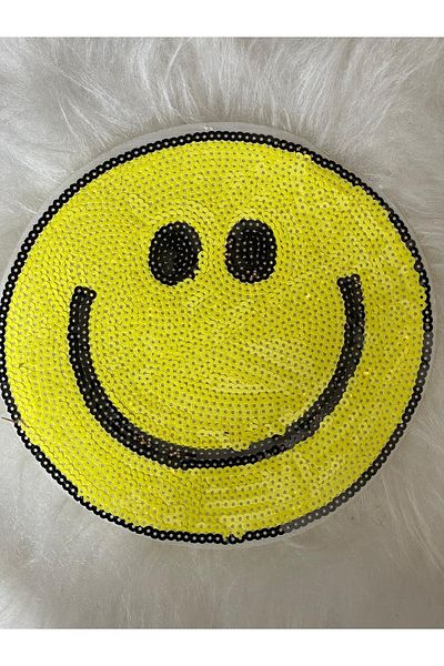 Gönülden Tasarım 20x20 Cm Paiete Smiley Face Galben Applique Crest Patch