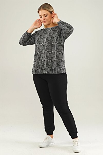 Seamoda Snake Pattern Basic Sweat-anthracite