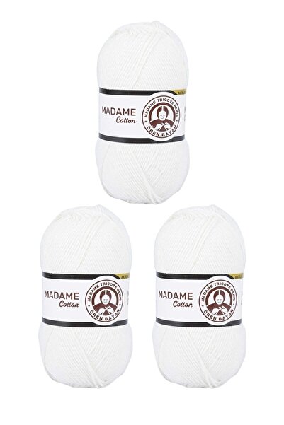 Ören Bayan Πλεκτό στο χέρι νήμα Madame Cotton | 002 |   100 γραμμάρια |   Σετ των 3