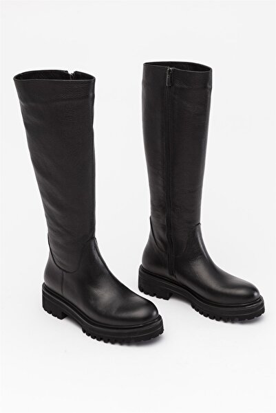 DeriNial Γυναικείες μαύρες μπότες από γνήσιο δέρμα