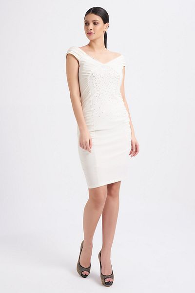 Balizza Blz-front V-neck Dress with Stone Detail