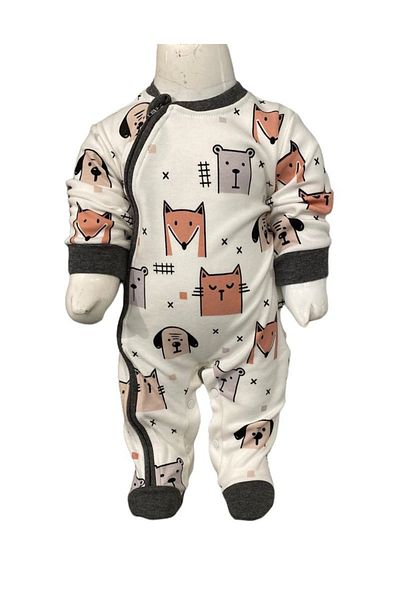 Aziz Bebe Patterned, Snap-Footed, Footed (booties) Jumpsuit 0-6 Months