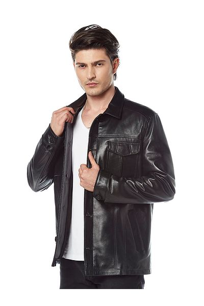 Hodore Frayne Black Leather Coat