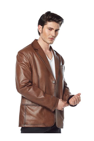 Hodore Nancie Tan Leather Jacket
