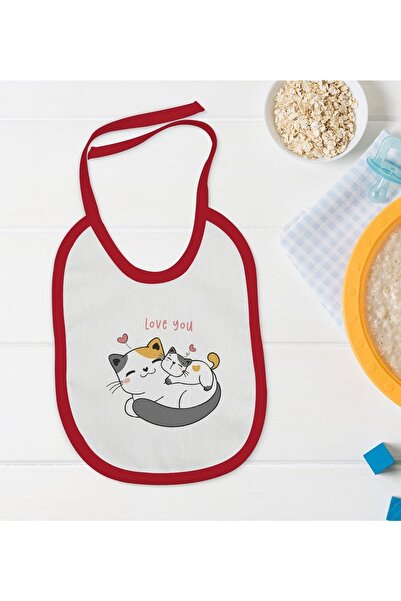 Bk Gift I Love You Designed Red Baby Food Bib-1