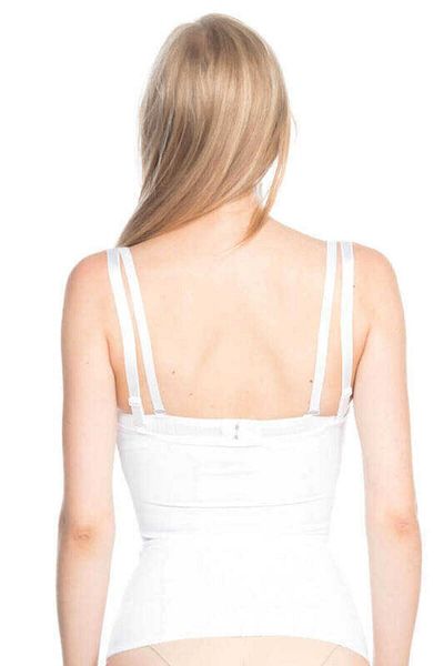Cecimer 1 Size Down Women's White Front Sleeve Vest Waist Corset 2875
