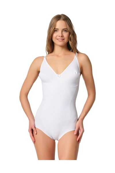 Cecimer 1 Size Reducing Laser Cut Double Layer Slip Length Corset White 2821b