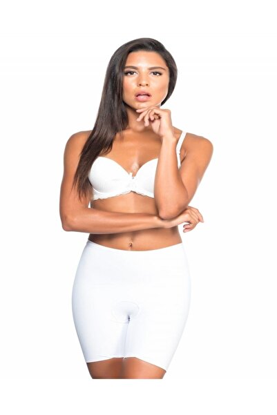 Cecimer 1 Size Reducing Double Layer Laser Cut No Mark Boxer Corset White 2800b
