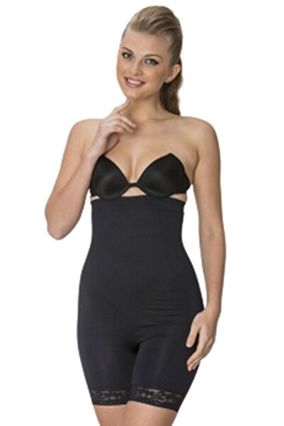 Cecimer 1 Жіночий чорний безшовний боксерський корсет з мереживною обробкою н...