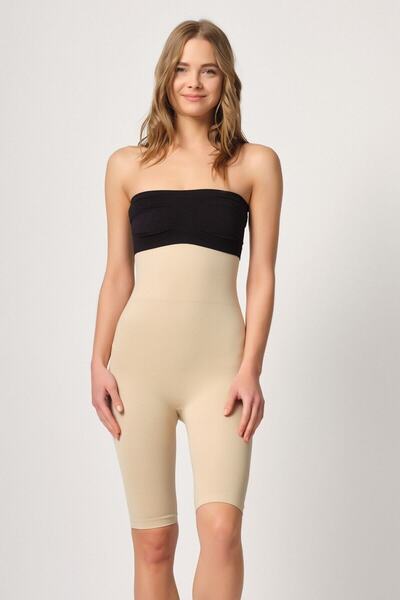 Cecimer 1 Жіночий боксерський корсет без швів, що зменшує розмір тіла, бежеви...