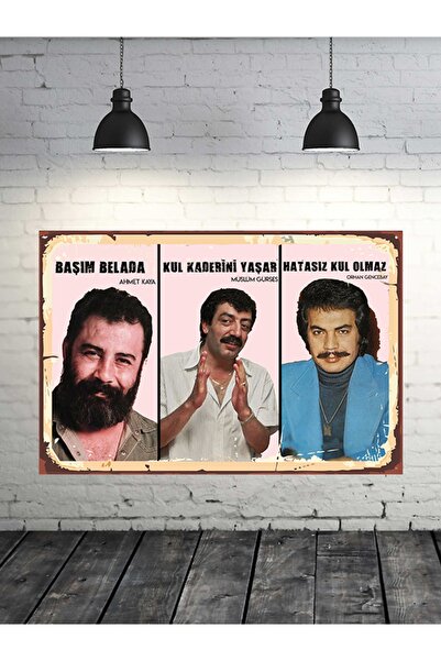 TAKIFİX Ahmet Kaya Müslüm Gürses Orhan Gencebay Tasarımlı 20x30 cm Retro Ahşa...