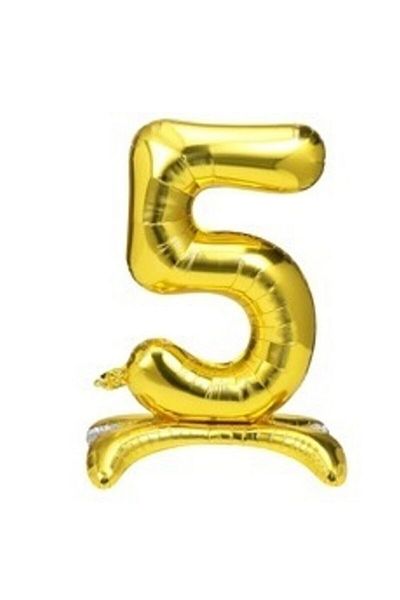 RÖNESANS PARTİ 5 Years Old Gold Colored Footed Foil Balloon Figure 32 Inches 80 cm