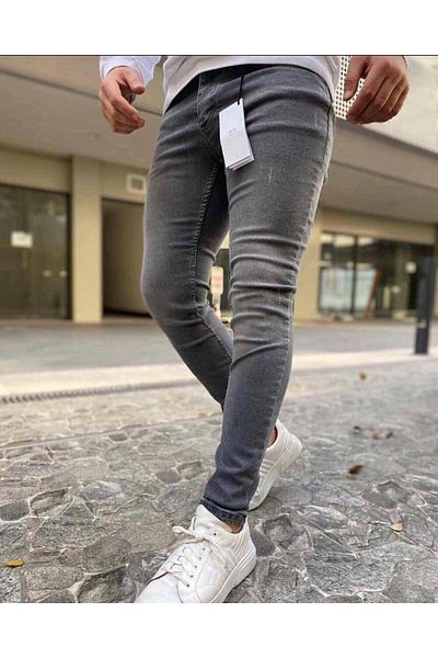 DOPPİO'N DENİM Ανδρικό τζιν παντελόνι σε γκρι Slim Fit