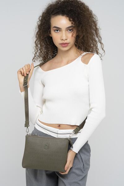 United Colors of Benetton Γυναικεία τσάντα χιαστί Benetton Khaki Bnt856