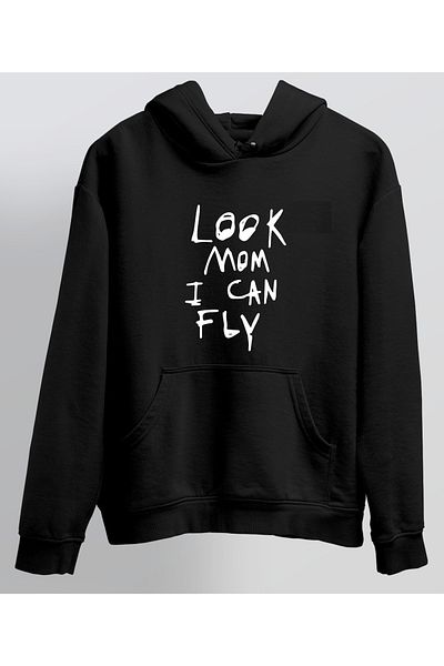 venüsdijital Travis Scott Look Mom I Can Fly Hanorac negru cu glugă