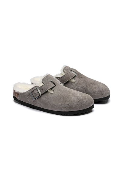 Birkenstock Boston Fur Vl Laf Women's Beige Slippers1017651-20317