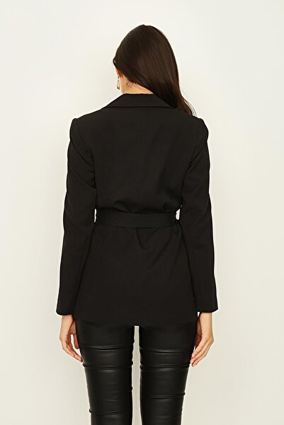 Select Moda Γυναικείο μπουφάν με μαύρη ζώνη με επένδυση