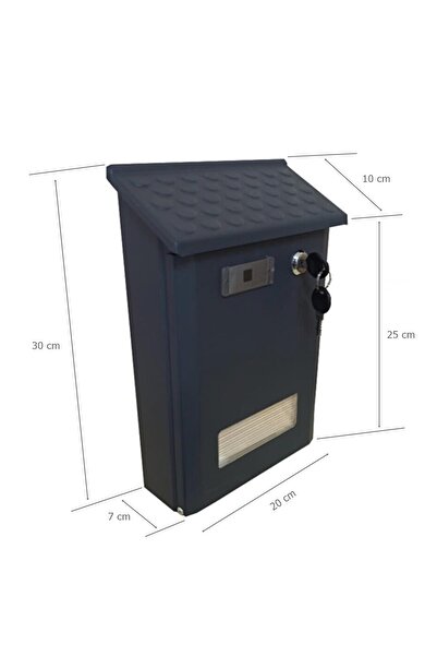 EYM Akşan Metal Roofed Advertisement Mailbox Outdoor Anthracite