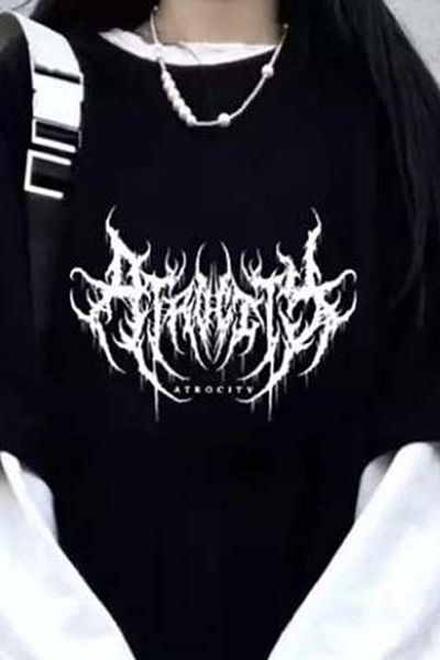 Köstebek Μπλουζάκι Harajuku Gothic Atrocity Λευκό μανίκι Unisex