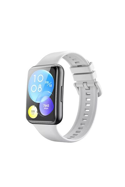 Nezih Case سوار سيليكون جل رياضي متوافق مع ساعة Huawei Watch Fit 2 باللون الأبيض
