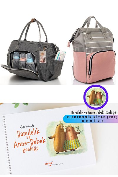 Sahra Elegance Thermal Compartment Mother Baby Care 2-Piece Shoulder and Backpack Set (pdf Annebebek Diary Gift)