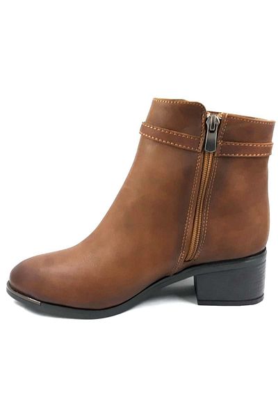 PUNTO 325035   Γυναικείες μπότες Tan 5 cm με φερμουάρ