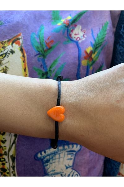 Misto Aksesuar Orange Heart Bracelet with Murano Glass Beads