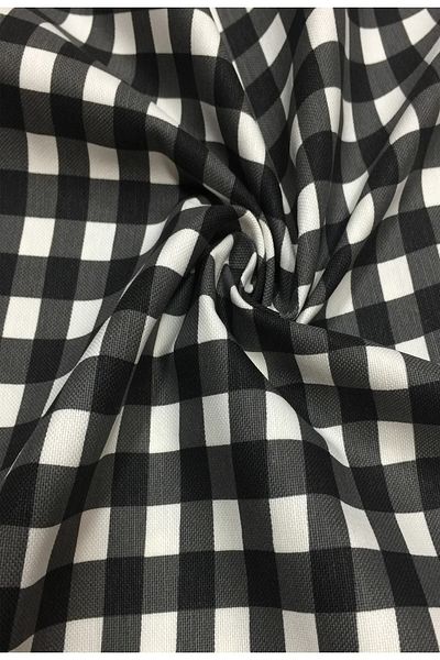 özgzhuzi Duck Linen Fabric Black and White Checked Pattern