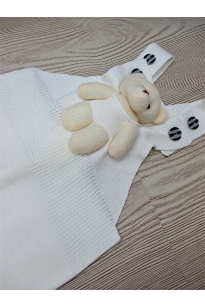 PAMİR BABY SHOP Buttoned Baby Kids Knitwear Salopet with Teddy Bear