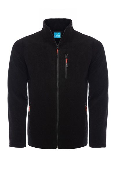 MAXIMILLIAN Men's Fleece Black Color 3 Pocket Zippered Bato Collar Outdoor Fleece