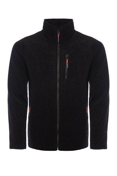 MAXIMILLIAN Men's Fleece Black Color 3 Pocket Zippered Bato Collar Outdoor Fleece