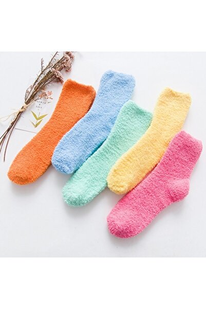 çorapmanya 6 Çift Kadın Çok Renkli Kışlık Yün Uyku Çorabı