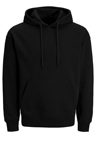 IvırZıvır Hanorac unisex negru de iarnă cu glugă și buzunar cangur