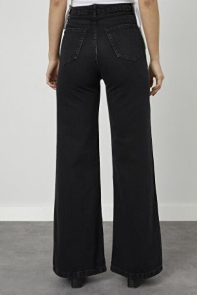 Trn JNS Blugi negri cu talie înaltă, cu picioare largi, pentru femei