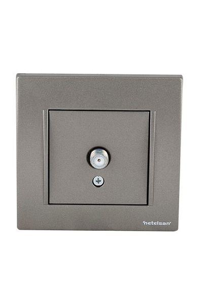 Netelsan Byobu Anthracite Satellite Socket with F Connector - Framed