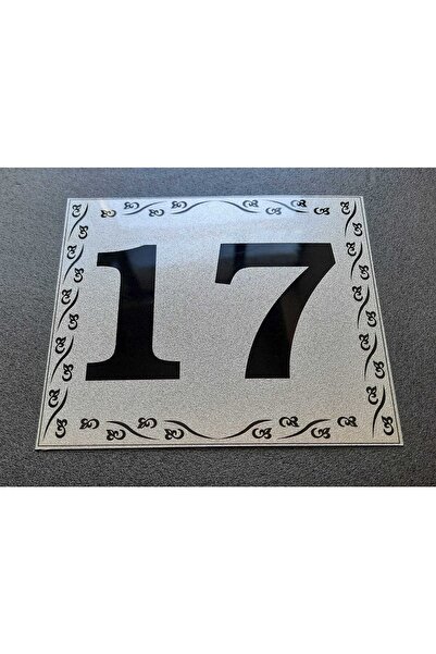 Genel Markalar Kapı Numarası 10x12 Cm Metalik Gümüş Gri Üzeri Siyah Baskı Ken...
