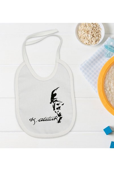 Bk Gift Kids Ataturk Themed White Baby Food Bib