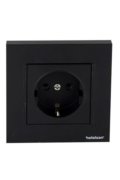 Netelsan Byobu Black Grounded Socket - Framed