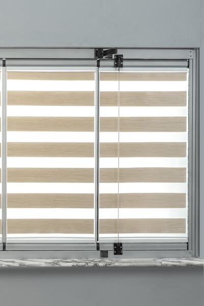 wenthi Krem Yapıştırmalı Cam Balkon Perdesi