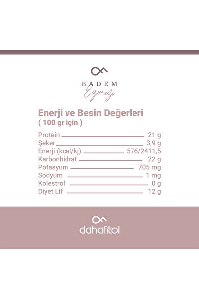 Dahafitol Badem Ezmesi 175 gr Şeker Ilavesiz % 100 Badem