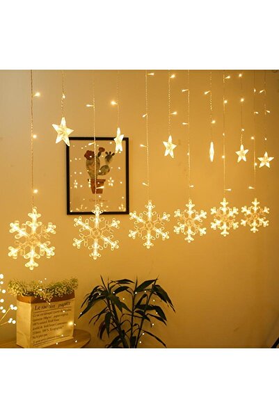 Huzur Party Store Kar Tanesi Yıldız Günışığı Ramazan Bayramı Perde Led Süsü 3...