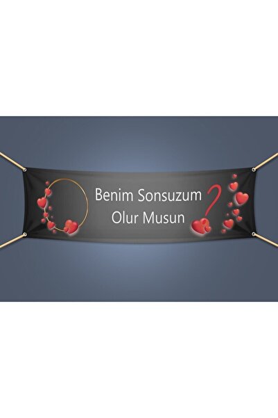 Printhome Benimle Evlenir Misin Branda Afiş 75x200 Cm Evlilik Afiş Pankart